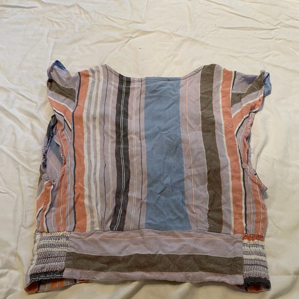 Angie Button Front Striped Blouse - Picture 4 of 4